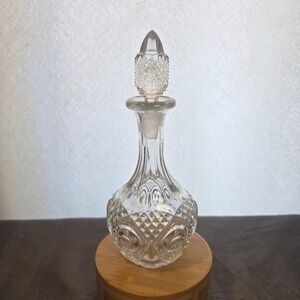 Vtg Crystal Glass Decanter Perfume Bottle Ornate Stopper Collectible Diamond